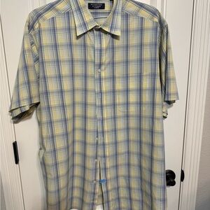 Roundtree & Yorke Men's Casual Plaid Shirt - Yellow and Blue